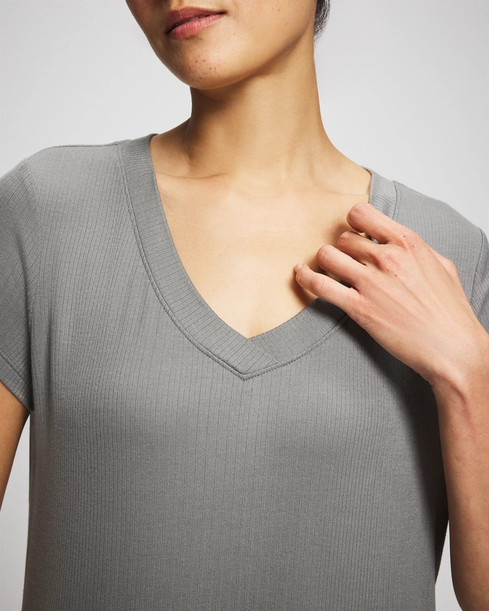 Soma / Rib Knit V-Neck Tee SEDONA SAGE