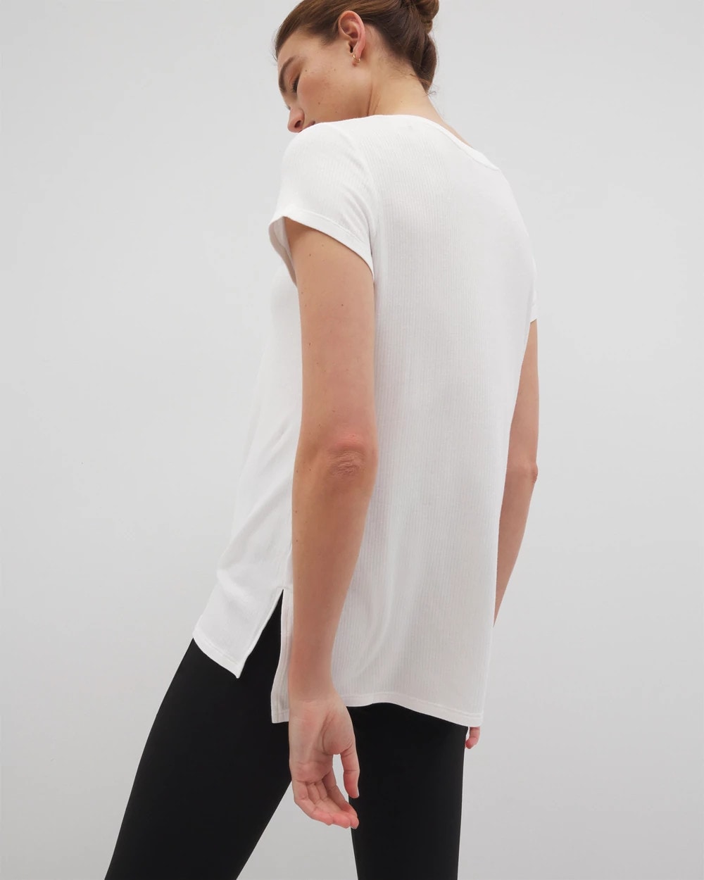 Soma / Rib Knit V-Neck Tee OPTIC WHITE