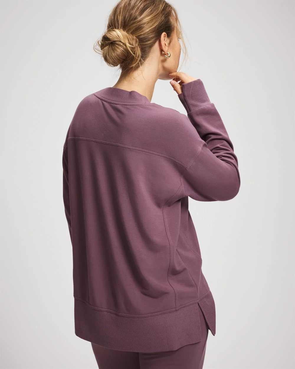Soma / Ultrasoft Fleece V-Neck Sweatshirt PURPLE FLINT