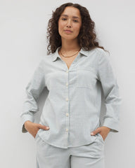 Soma / Beach Cotton Long Sleeve Button-Up BLUE HEAVEN STRIPE