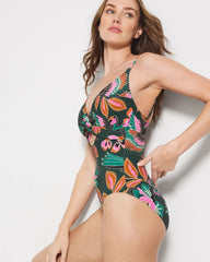 Soma / Twist-Front Keyhole One-Piece PARROT-ISE LUSH EMERALD