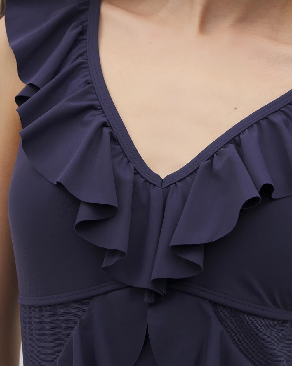 Soma / Beyond Control Solid Essentials Ruffle One-Piece DARK NAVY