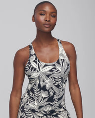 Soma / 24/7 Racerback Bra Tank PATTERNED PALMS BLACK