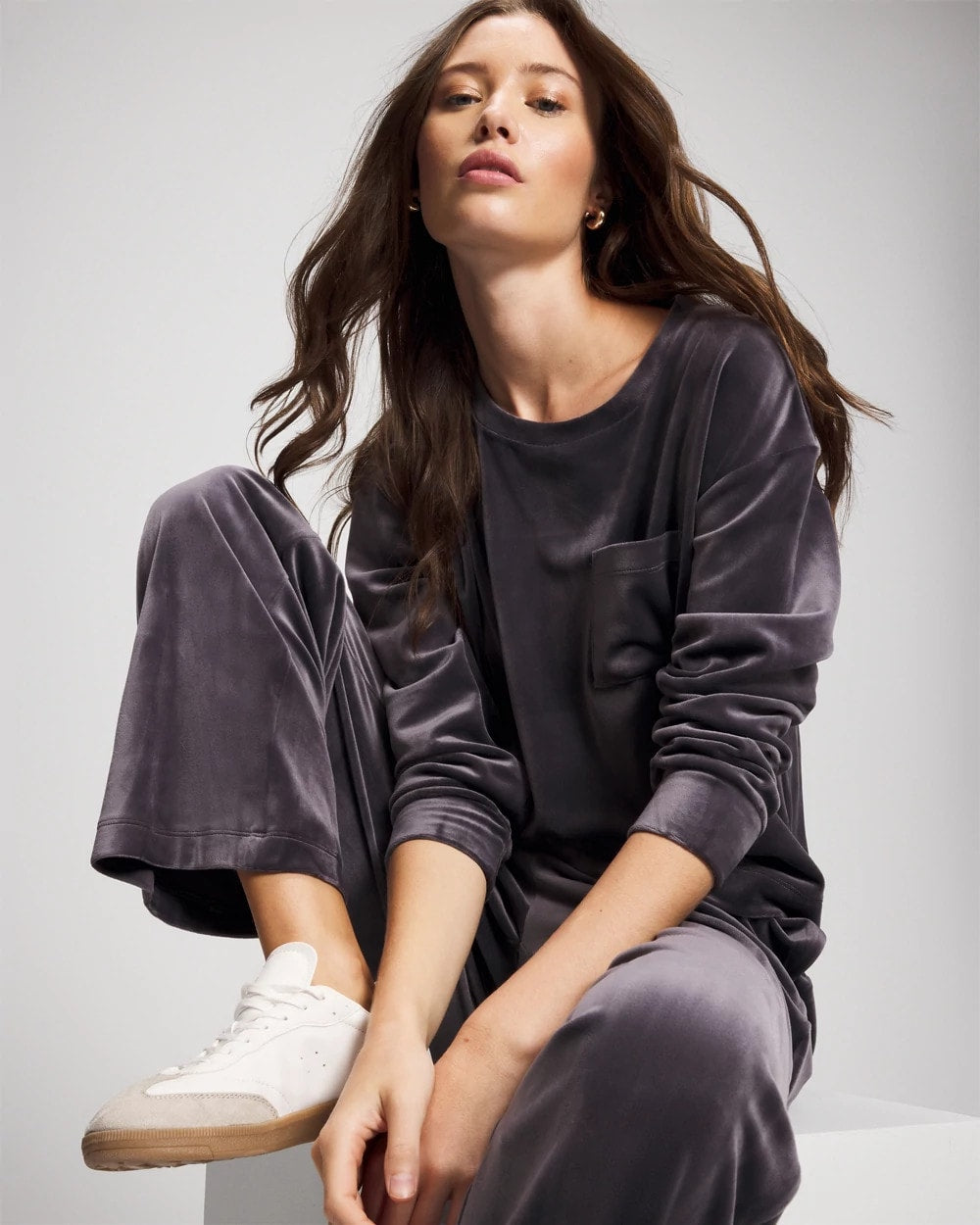 Soma / Velour Straight Leg Pants GRAY INK