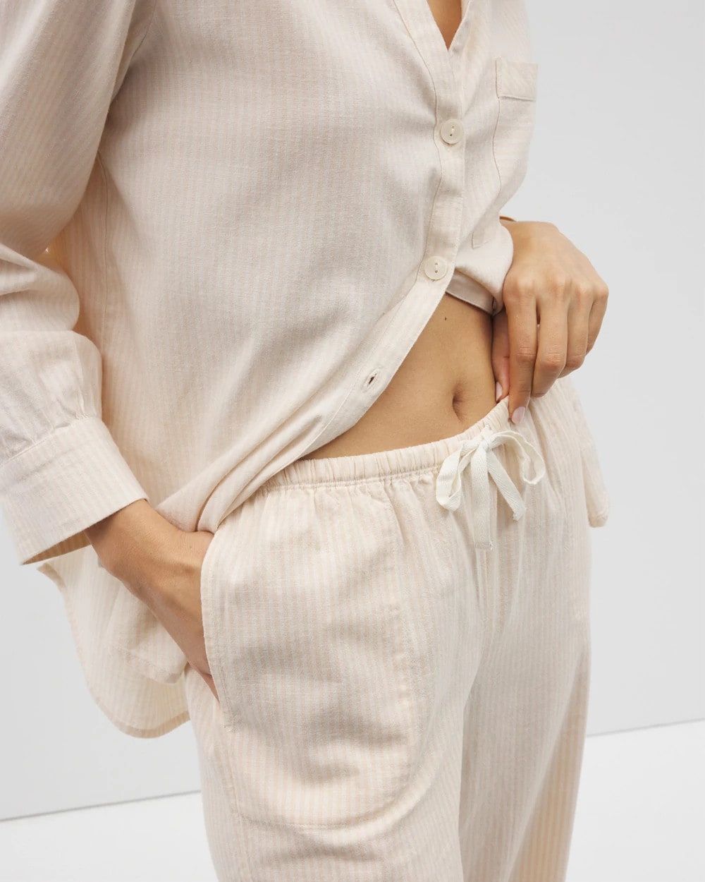 Soma / Beach Cotton Crop Pant PALE SAND STRIPE