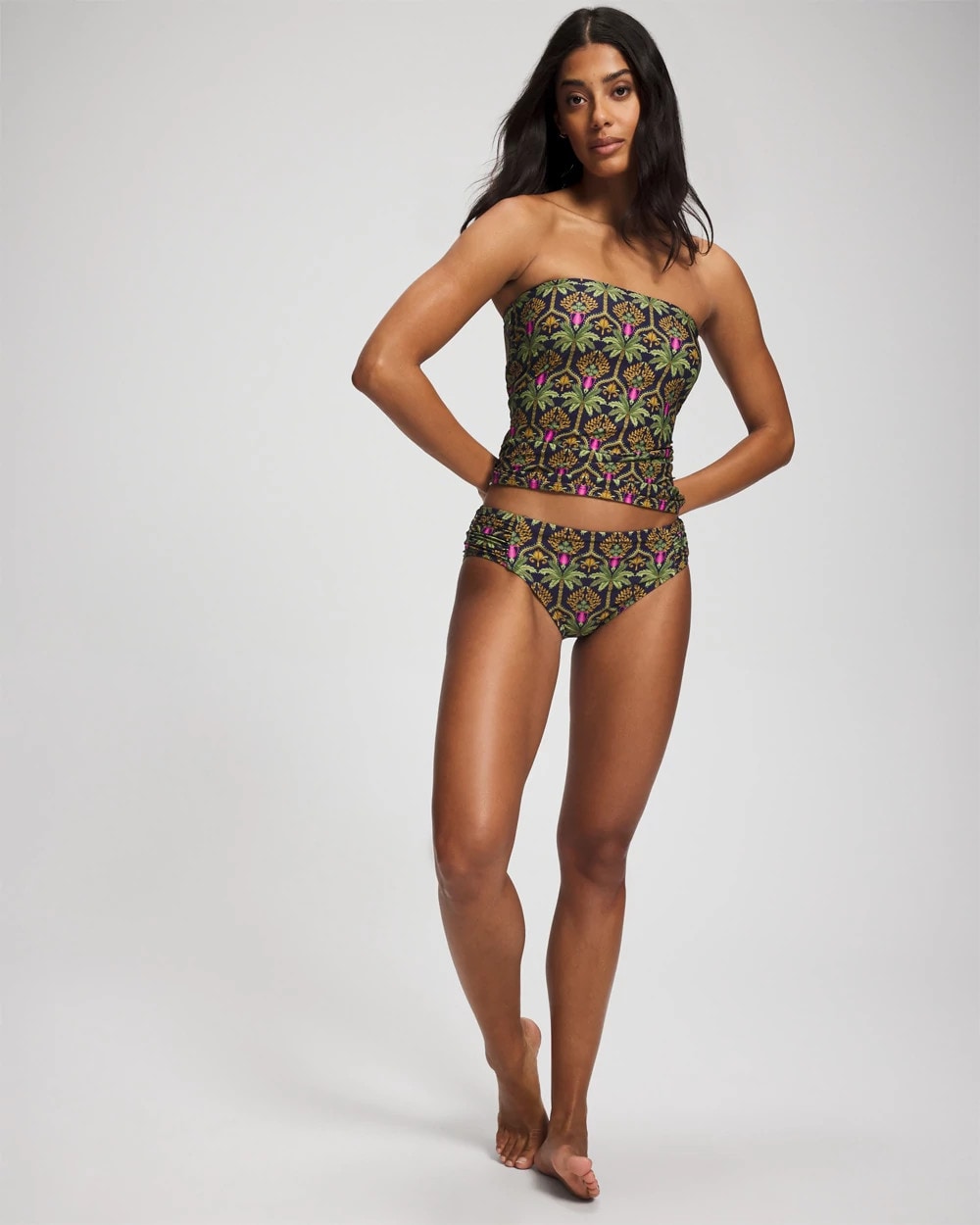 Soma / Bandeau Tankini Top PALMY PATTERNS NAVY