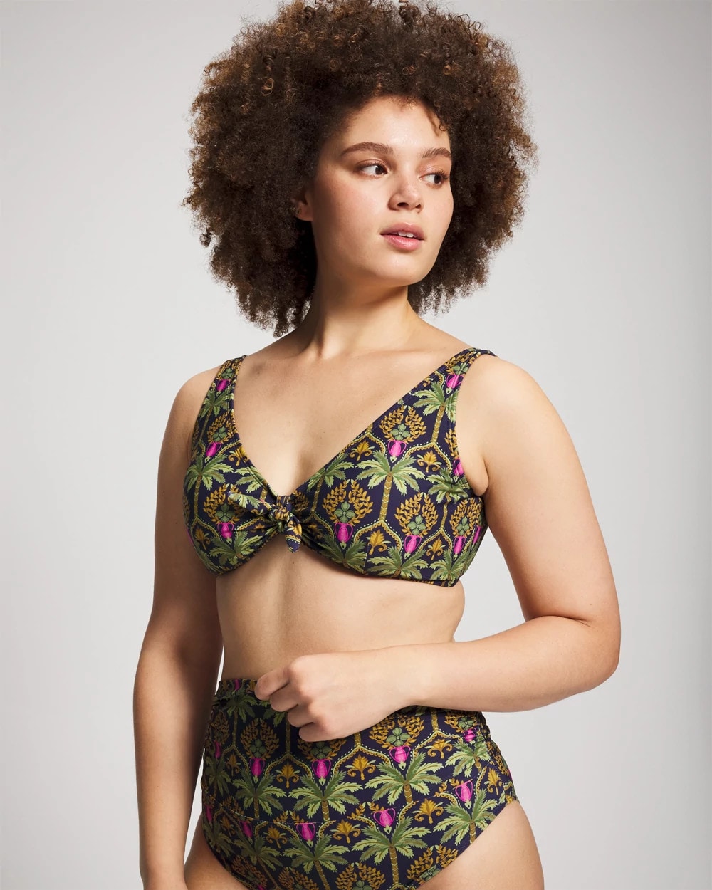 Soma / Tie Front Bikini Top PALMY PATTERNS NAVY
