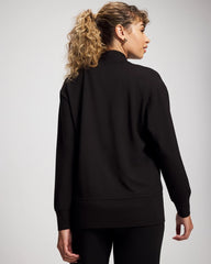 Soma / Ultrasoft Fleece Relaxed Button Up Cardigan BLACK