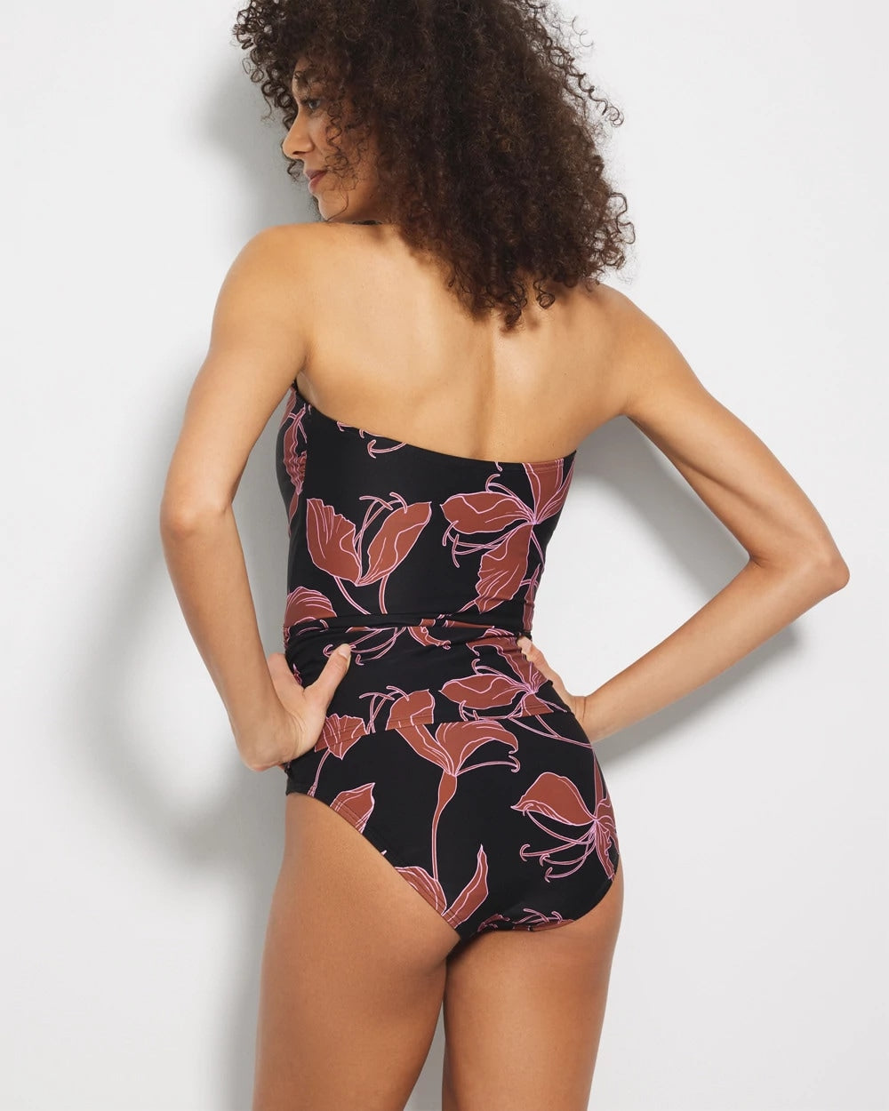 Soma / Bandeau Tankini Top STAMPED TROPICS M BK BRN