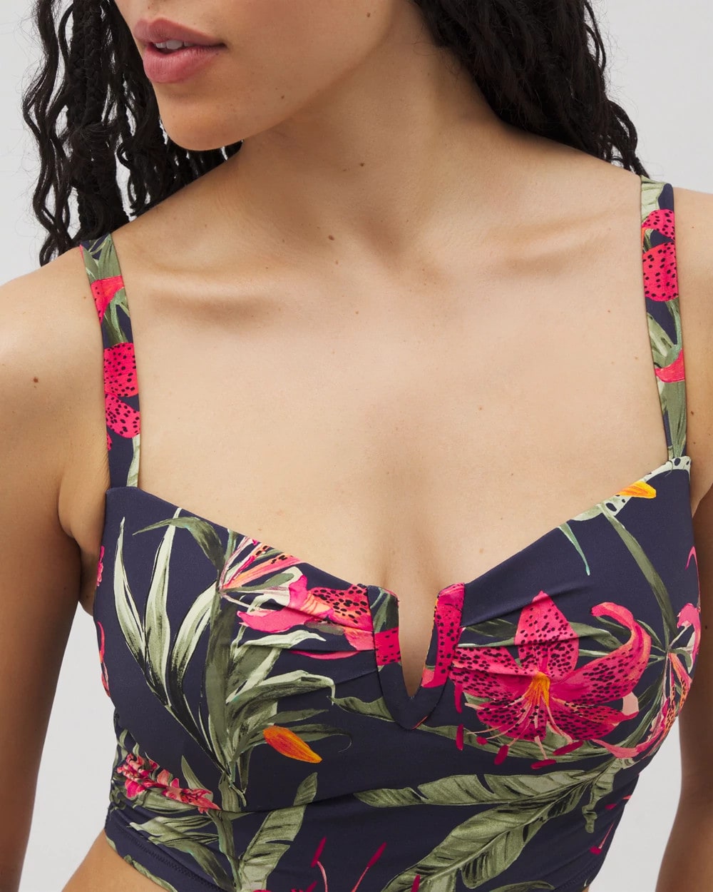 Soma / Soma Swim V-Wire Cropped Bikini Top LE TIGRE TROPICAL NAVY