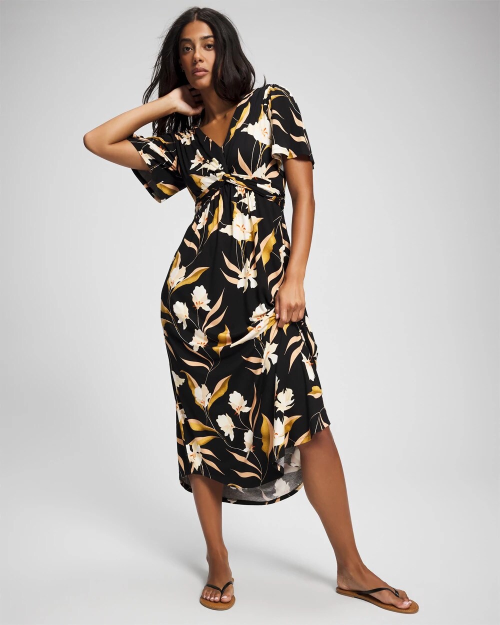 Soma / Pamilla Midi Bra Dress MYSTIC BLOOMS DRAMA BLACK