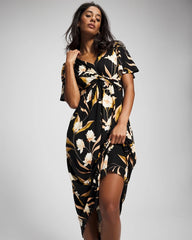 Soma / Pamilla Midi Bra Dress MYSTIC BLOOMS DRAMA BLACK