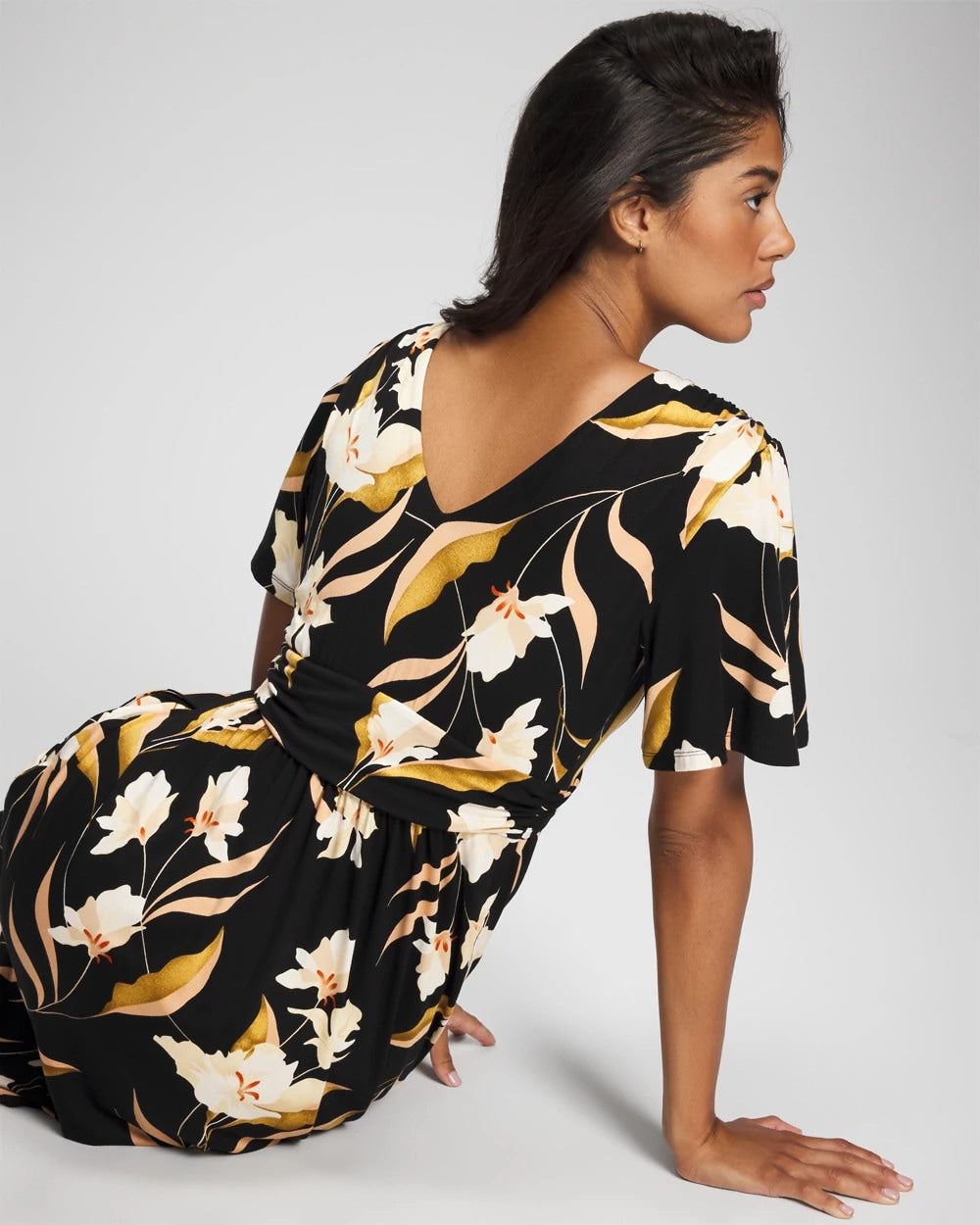 Soma / Pamilla Midi Bra Dress MYSTIC BLOOMS DRAMA BLACK