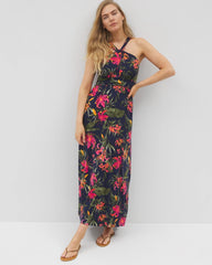 Soma / Bayside Halter Maxi Bra Dress LE TIGRE TROPIC NAVY