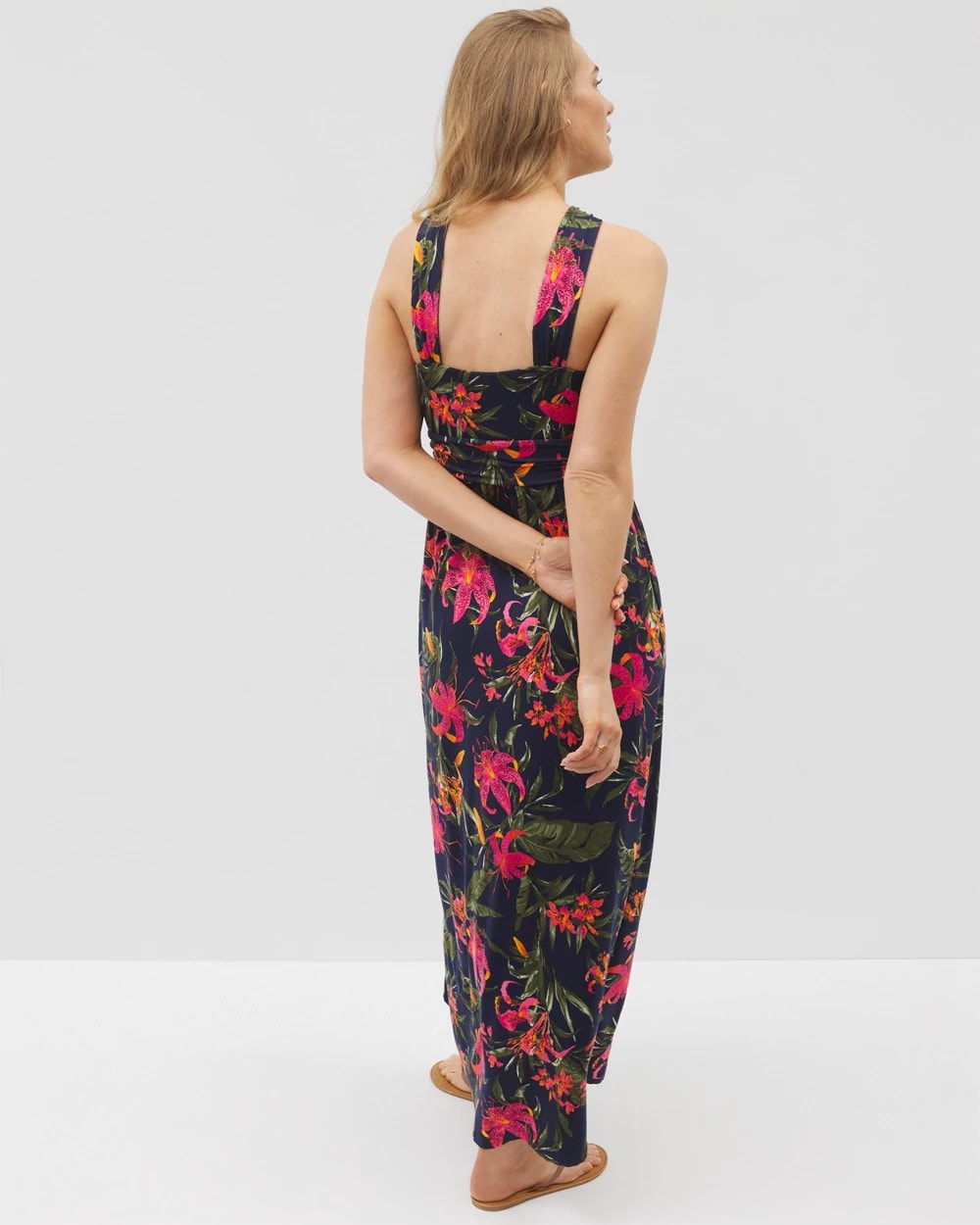 Soma / Bayside Halter Maxi Bra Dress LE TIGRE TROPIC NAVY