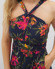 Soma / Bayside Halter Maxi Bra Dress LE TIGRE TROPIC NAVY