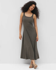 Soma / Rib Square Neck Lounge Dress DARK GRAY OLIVE