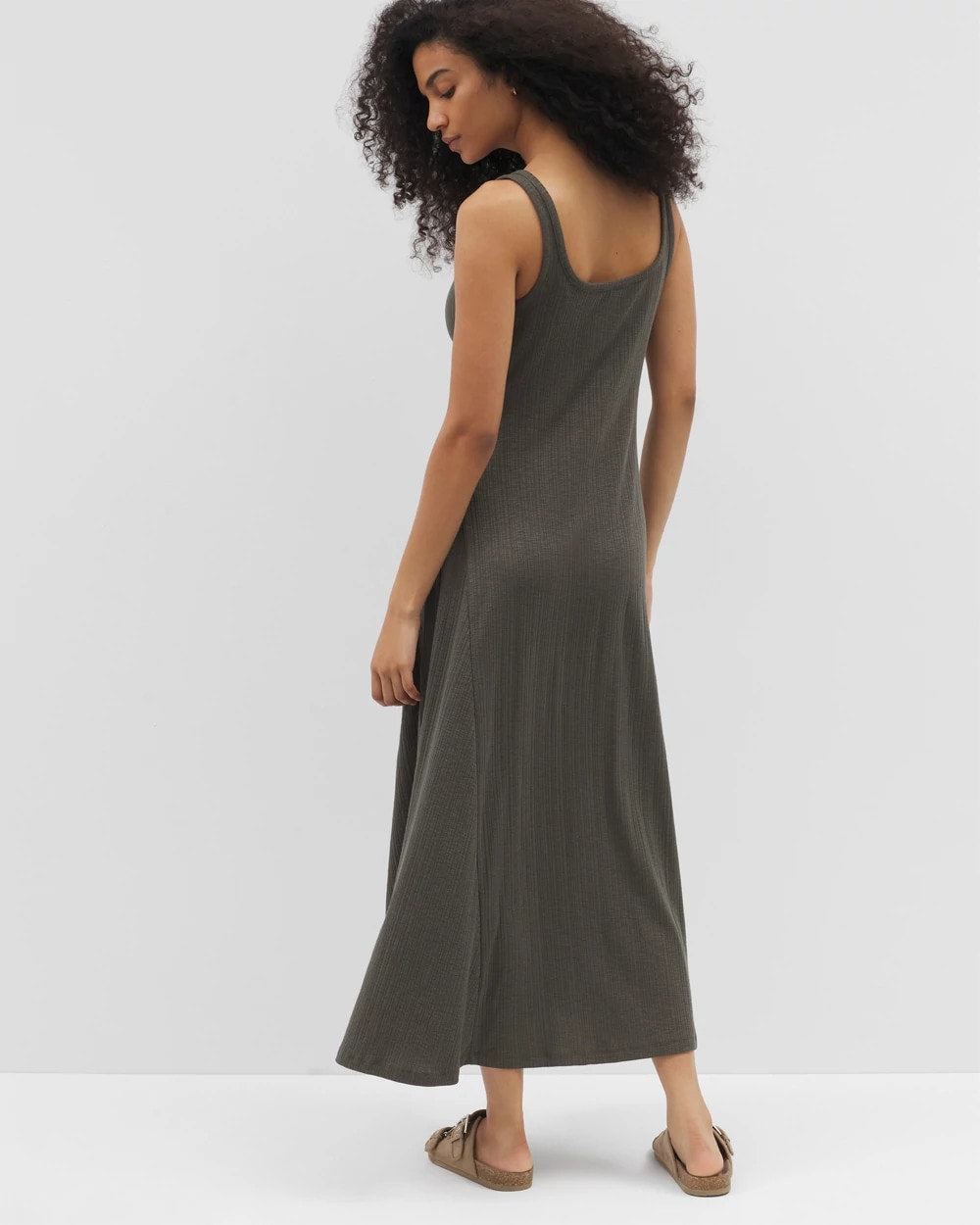 Soma / Rib Square Neck Lounge Dress DARK GRAY OLIVE