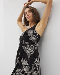 Soma / Cross Back Strap Bra Dress PLUMERIA BLOOMS GRAND BLK