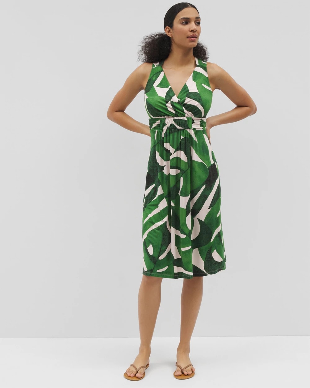 Soma / Cross Back Strap Bra Dress TROPICAL BREEZE G PALM