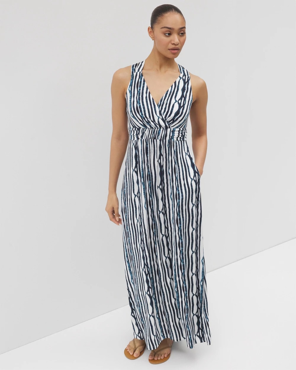 Soma / Isla Cross Back Maxi Bra Dress WAVES STRIPE COCONUT