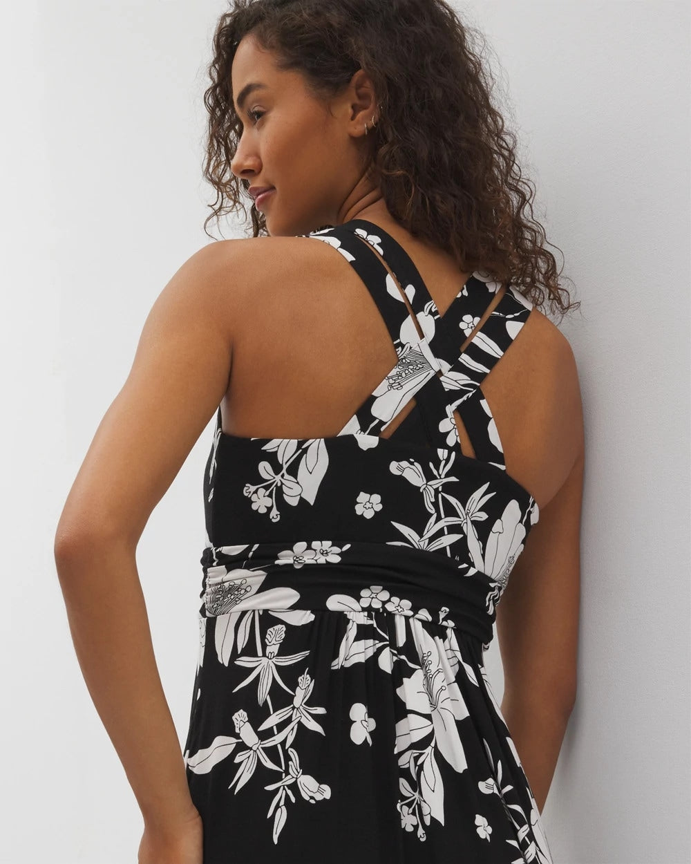 Soma / Isla Cross Back Maxi Bra Dress PLUMERIA DREAM G BLACK
