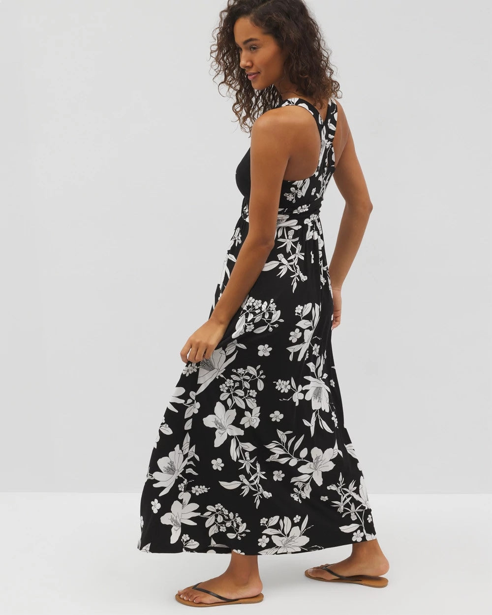 Soma / Isla Cross Back Maxi Bra Dress PLUMERIA DREAM G BLACK