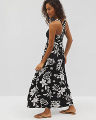 Soma / Isla Cross Back Maxi Bra Dress PLUMERIA DREAM G BLACK