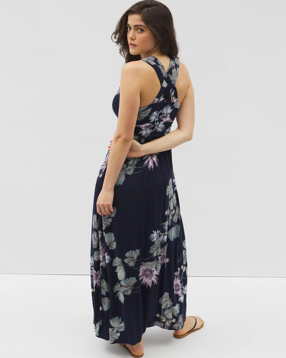 Soma / Isla Cross Back Maxi Bra Dress BOTANICAL BLISS NAVY