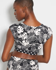 Soma / Double Trouble Cap-Sleeve Crop Top BLACK
