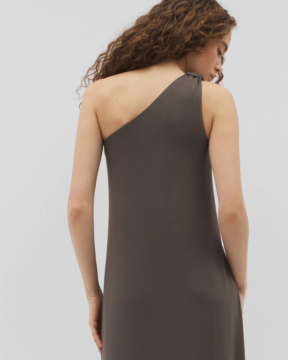 Soma / One-Shoulder Maxi Bra Dress DARK GRAY OLIVE