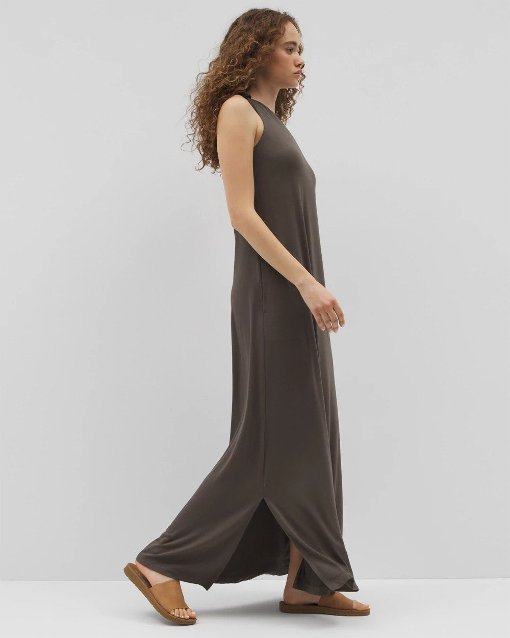 Soma / One-Shoulder Maxi Bra Dress DARK GRAY OLIVE