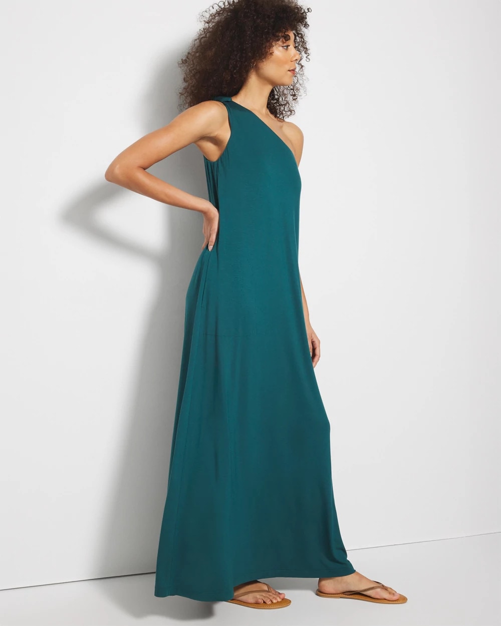 Soma / One-Shoulder Maxi Bra Dress DEEP TEAL