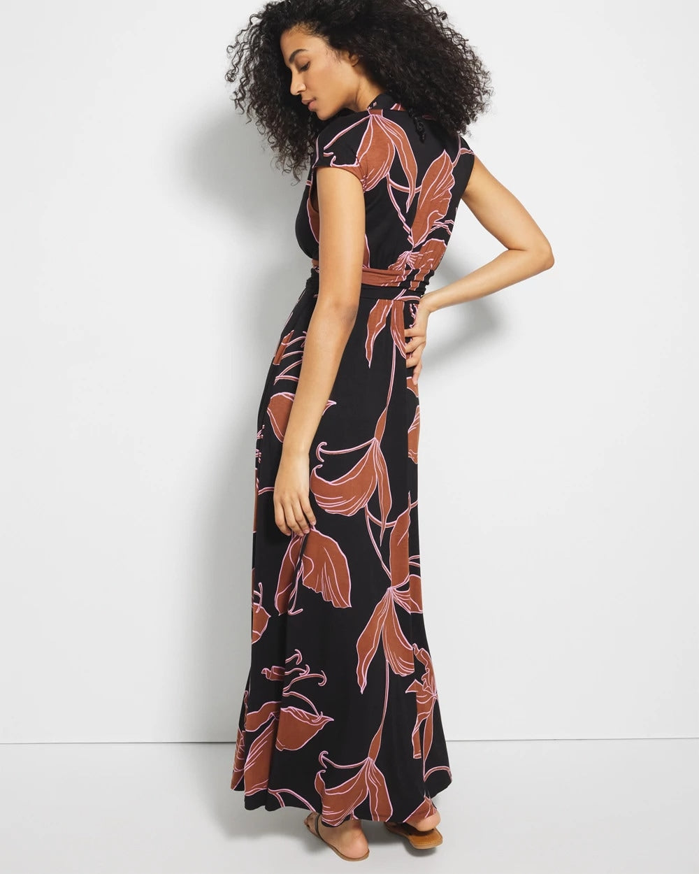 Soma / Serenity Maxi Bra Dress STAMPED TROPICS BLACK BRN
