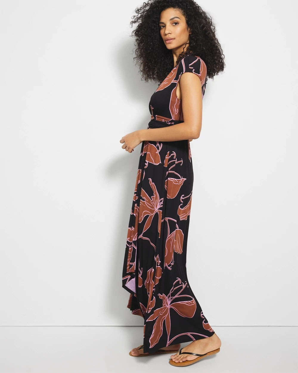 Soma / Serenity Maxi Bra Dress STAMPED TROPICS BLACK BRN