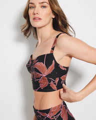Soma / V-Wire Cropped Bikini Top STAMPED TROPICS M BK BRN