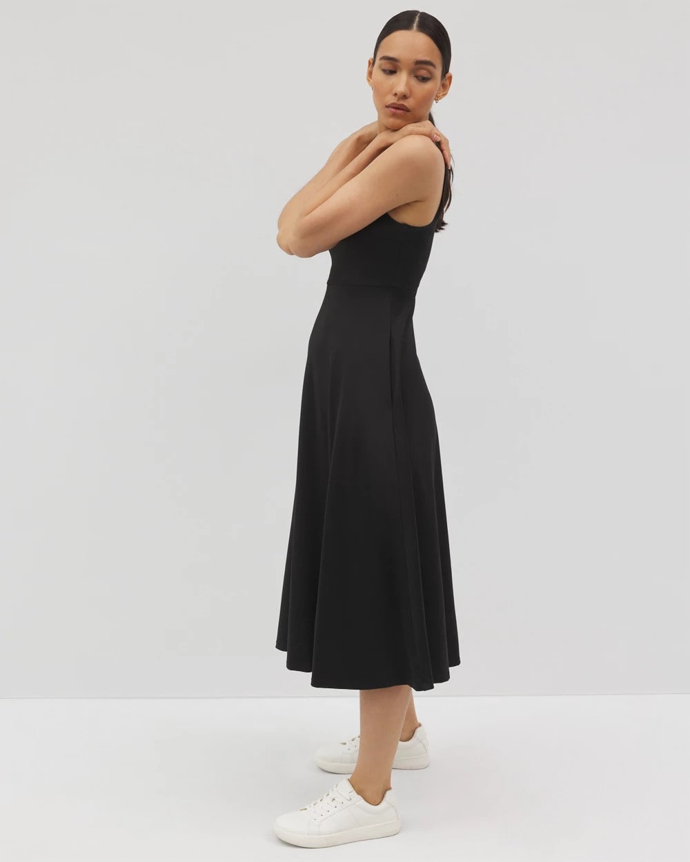 Soma / Lounge Square Neck Midi Dress BLACK