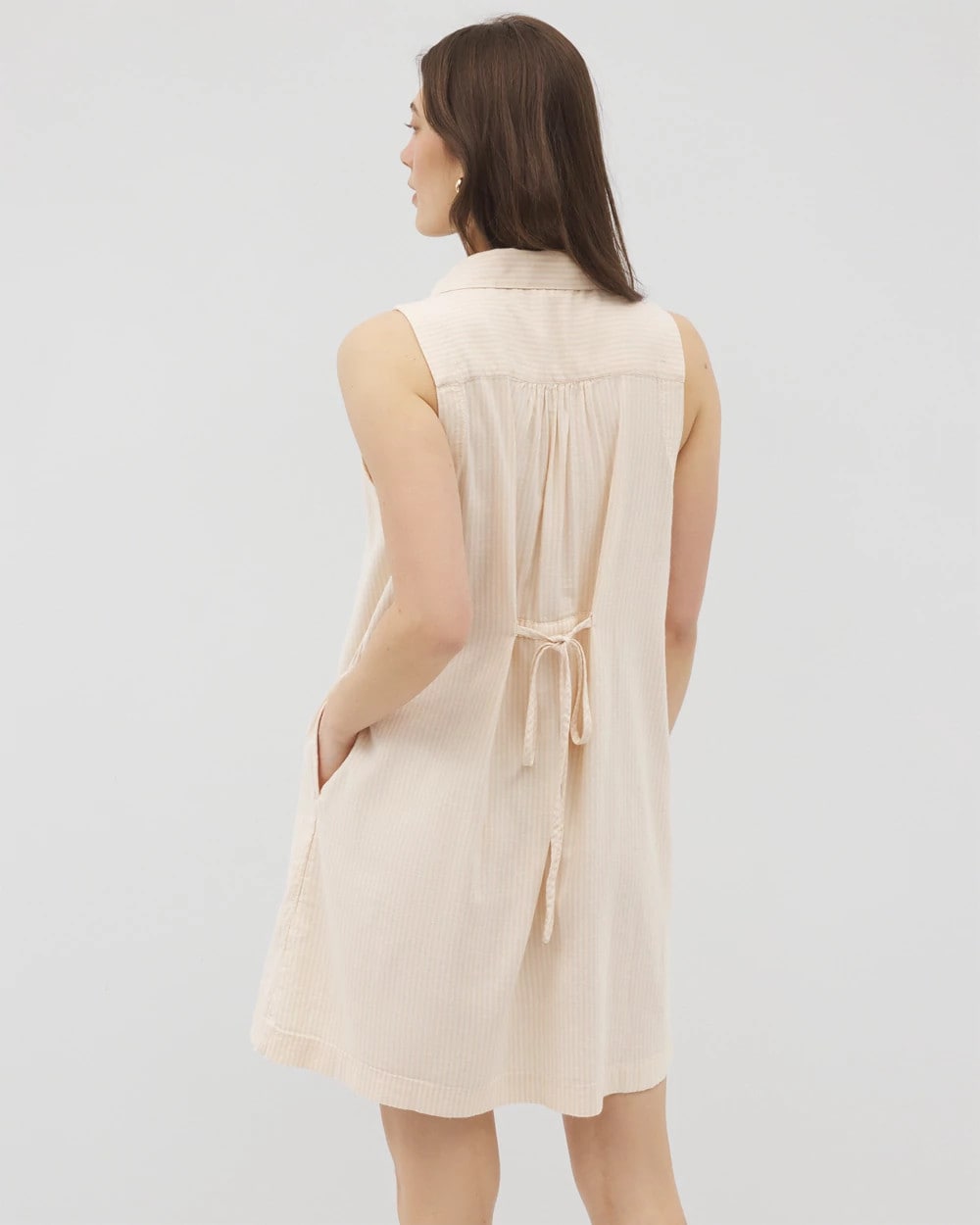 Soma / Beach Cotton Short Dress PALE SAND STRIPE
