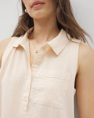 Soma / Beach Cotton Short Dress PALE SAND STRIPE