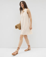 Soma / Beach Cotton Short Dress PALE SAND STRIPE