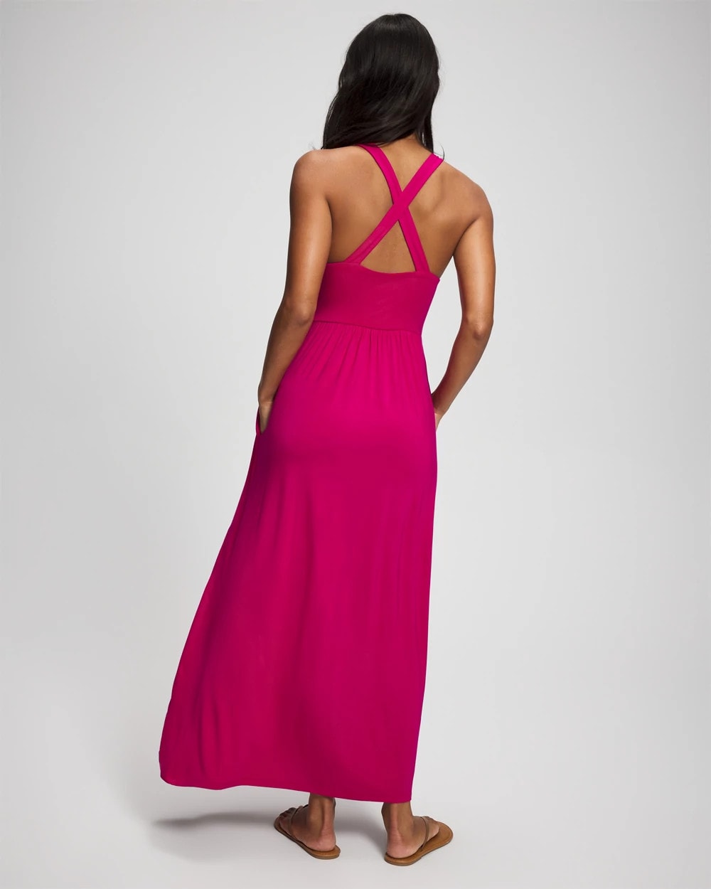 Soma / Soft Jersey Twist Front Maxi Dress PINK COSMO