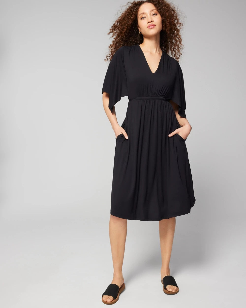 Soma / Flutter Sleeve Short Bra Dress BLACK