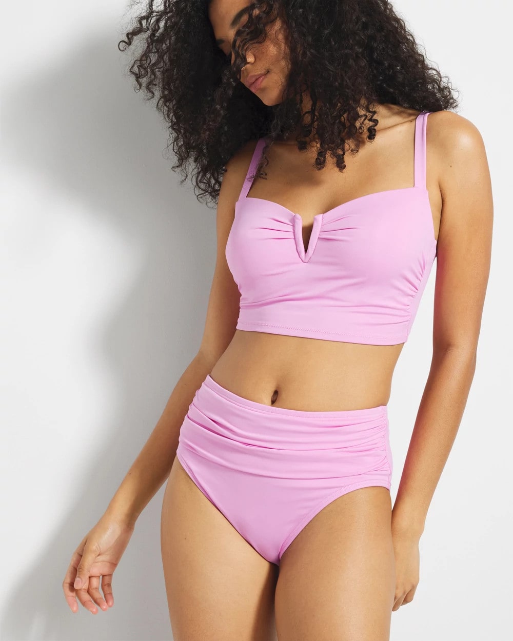 Soma / Ruched High-Waist Bikini Bottom META MAUVE