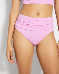 Soma / Ruched High-Waist Bikini Bottom META MAUVE