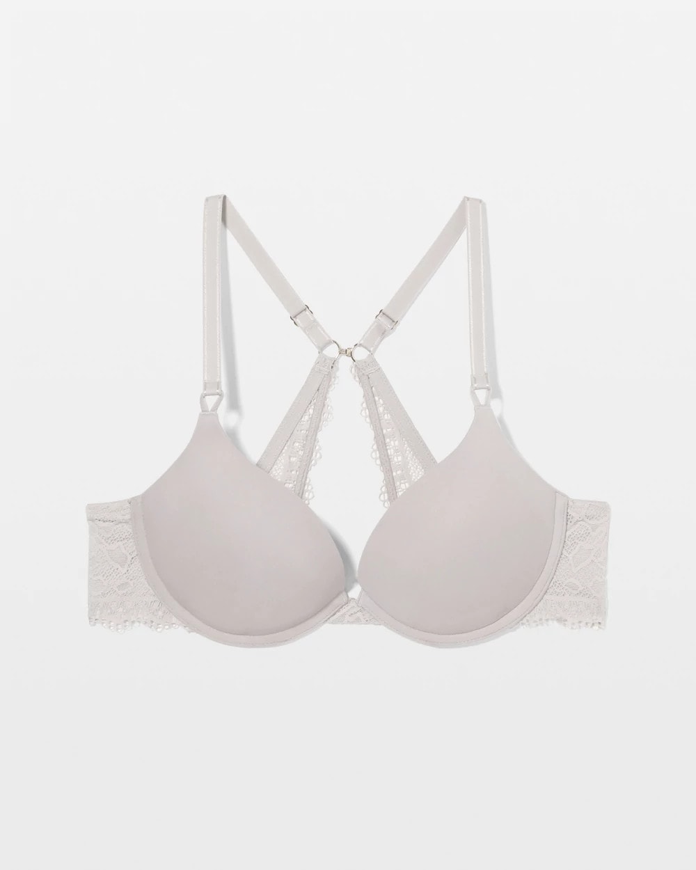 Soma / Push-Up Plunge Bra with Lace GRAY GLASS