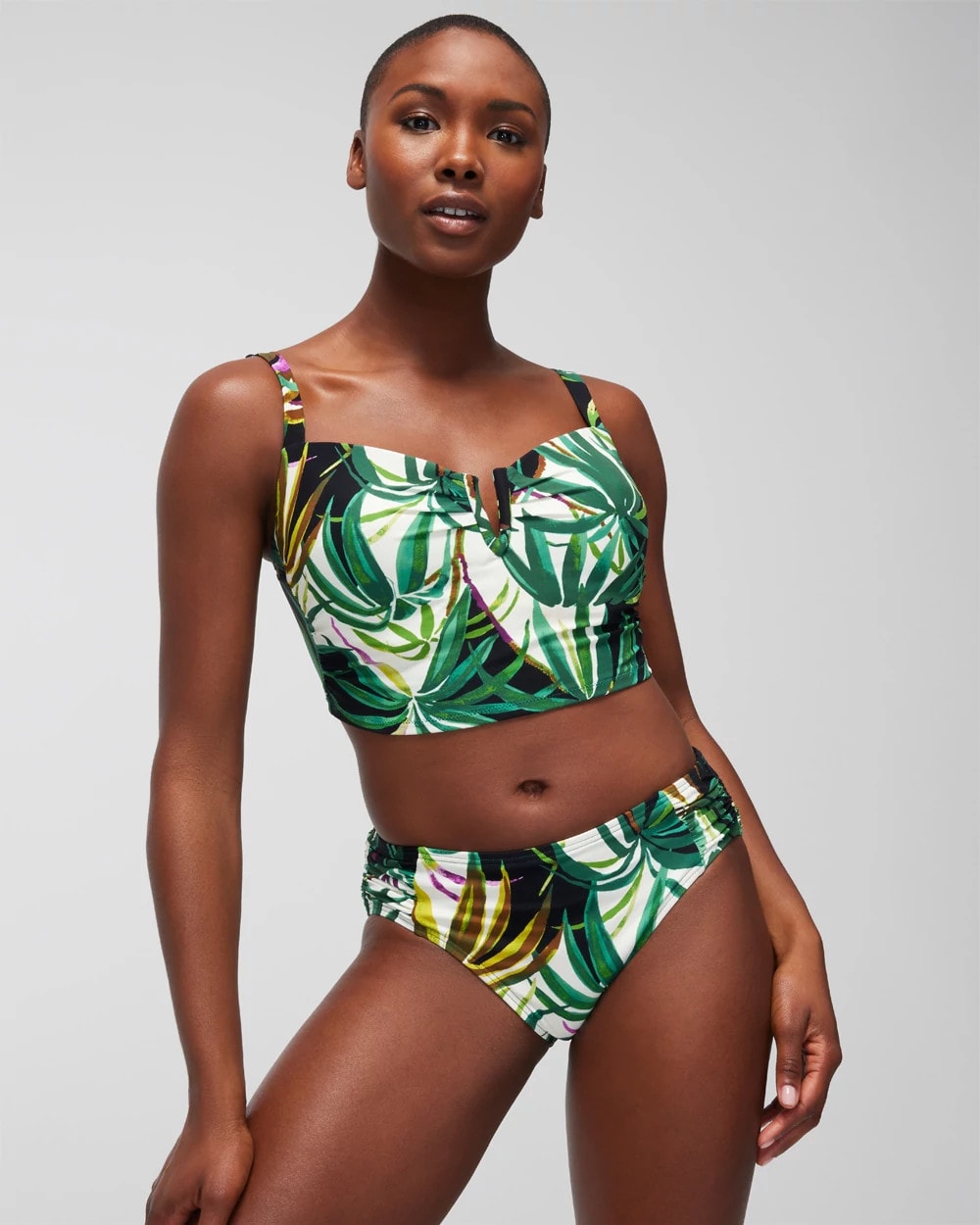 Soma / Ruched Bikini Bottoms BUNGALOW PALMS MINI IVORY