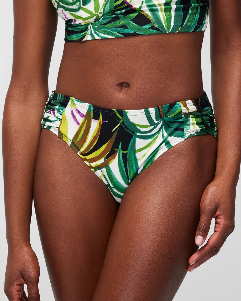 Soma / Ruched Bikini Bottoms BUNGALOW PALMS MINI IVORY