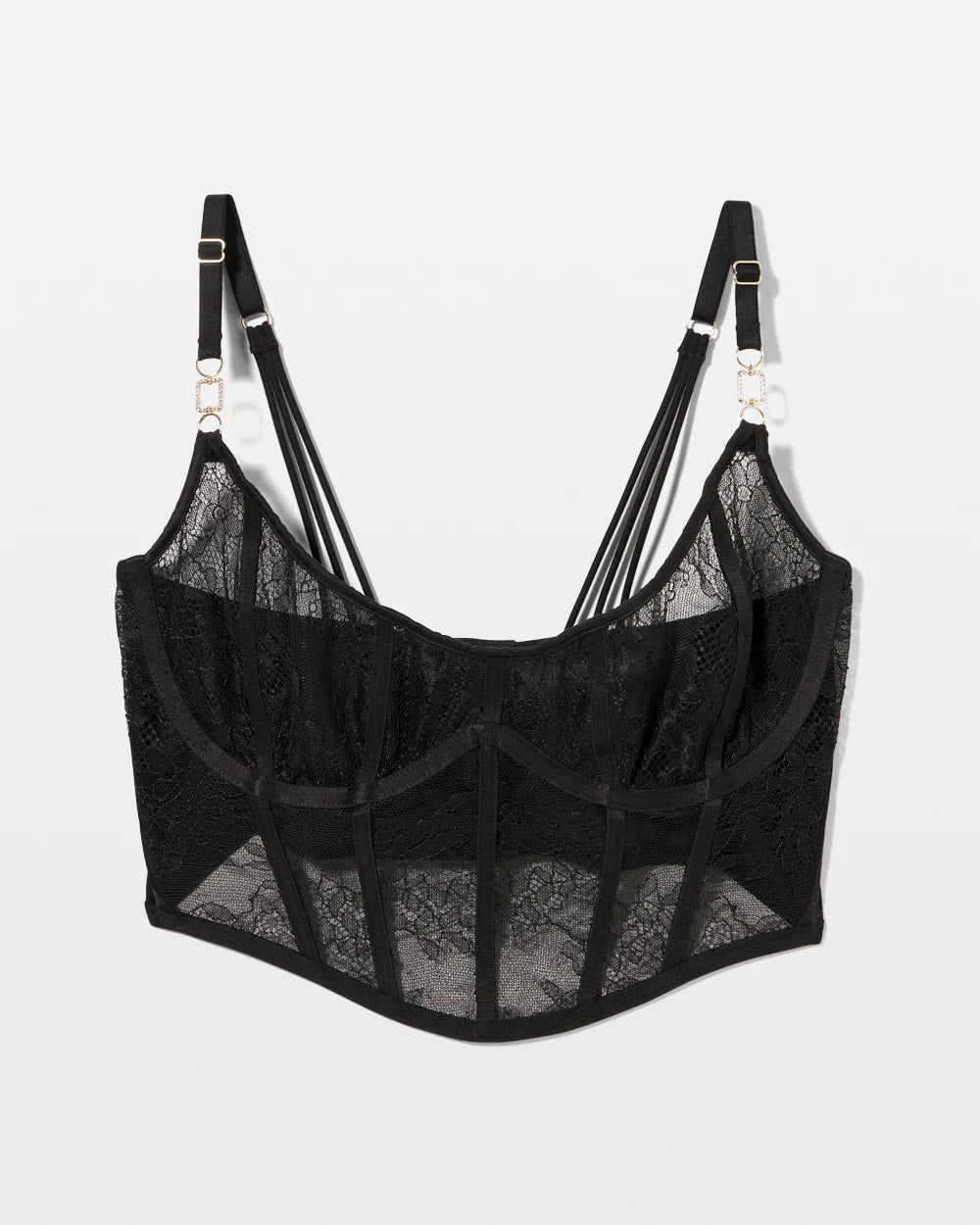 Soma / Sheer Glam Long Line Scoop Bralette BLACK