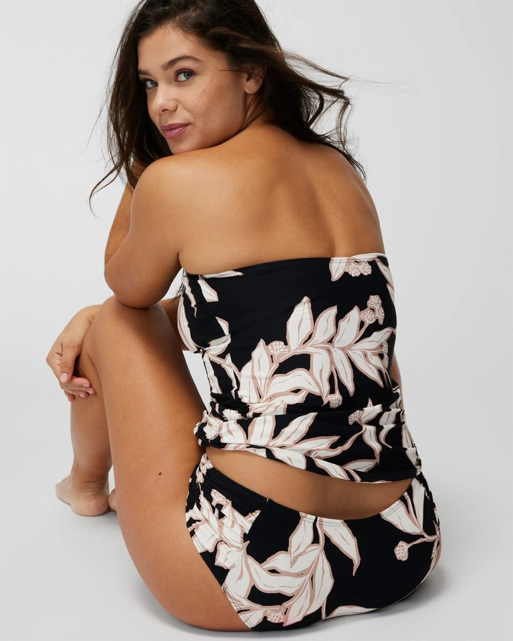 Soma / Ruched Bikini Bottoms LEAF IT BE BLACK MINI