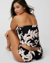Soma / Ruched Bikini Bottoms LEAF IT BE BLACK MINI